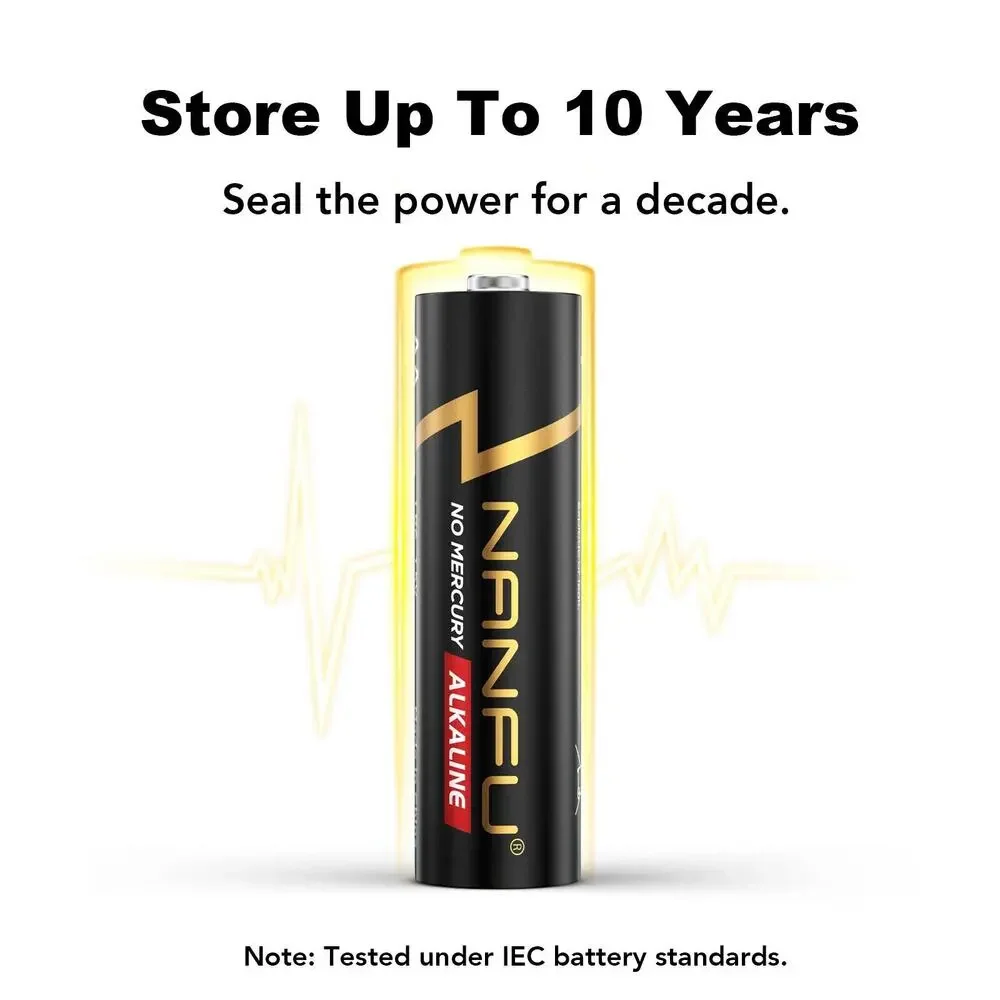 NANFU AA 96 PC Alkaline Batteries • 1.5V • 10 Year Shelf-life • Non-Rechargeable